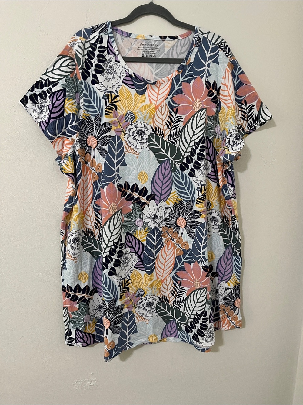 Vera Bradley 2XL Short Sleeve Knit Tunic Tee Top Floral